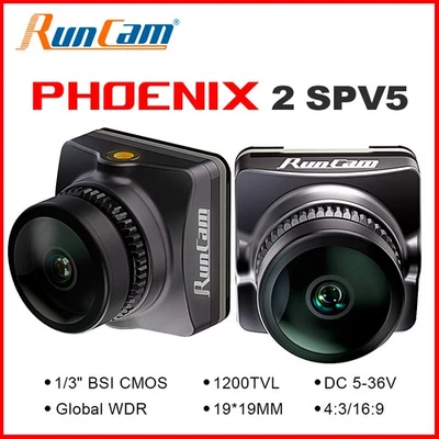 RunCam Phoenix2 SPV5 FPV Camera 1200TVL 4:3/16:9 1/3"BSI CMOS Global WDR 19*19MM - Image 1 of 4