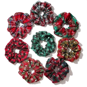 7er Pack Weihnachten Haar Scrunchies Stoff Schneeflocke Pferdeschwanz Halter Elastisch Haar T - Bild 1 von 9