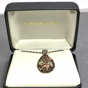 VTG Black Hills Gold Coleman Co Sterling Silver 925 &12K Gold Chain W/Pendant - Picture 1 of 23