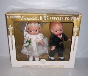 2001 Campbell's Kids Special Edition Millennium Issue Bride & Groom 12" Doll Set