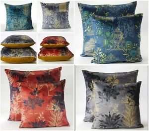 Printed Velvet Cushion Covers Small or Large Floral and Classics Plain Reverse  - Picture 1 of 16