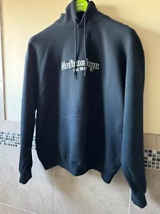 Balenciaga Dark Navy Cotton Woman's Oversized Hoodie Sweatshirt SZ L EUC - Picture 1 of 4