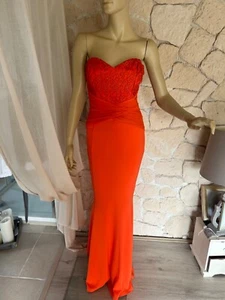 Abendkleid Corsage Spitze Lang Gr.36/38 korallenrot Lipsy London mermaidstyle - Bild 1 von 12