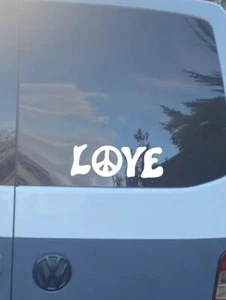 Love Vinyl Decal Sticker Peace Happiness Car Van Camper Euro DUB Hippy 60s 70s  - Picture 1 of 1