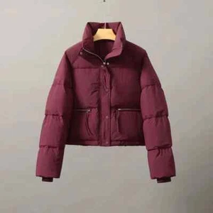 Women's Jacket 2024 in Cotton-padded Clothes Short Korean Fashion Stand Collar - Picture 1 of 20