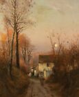 Jean Eugene Julien Masse French 1850-1950 In the village of Luznacy Allée Corot