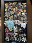 Vintage To Now 50+ Brooch Pin Lot Glass Rhinestones Figural Flower Lot 2440