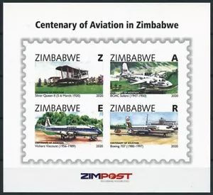 Zimbabwe 2020 MNH Aviation Stamps Boeing Vickers Viscount Aircraft 4v IMPF M/S - Picture 1 of 1