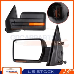 For 2007-2014 Ford F150 Pair Side Mirrors Power Manual Fold Heated Turn Signal - Picture 1 of 7
