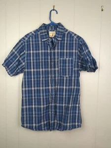 Red Head Brand Men's Shirt Blue Plaid Medium Shirt Short Sleeve GUC - Picture 1 of 8