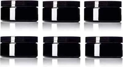 8 oz. Black PET Wide Mouth Single Wall Jar with 89-400 Neck Finish 6 Pack - Image 1 of 2
