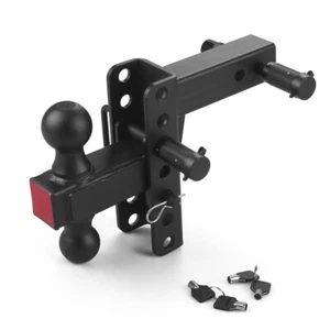 Trailer Hitch Tow Receiver 2" Adjustable Channel Style Dual Ball 6inch Drop/Rise - Picture 1 of 8