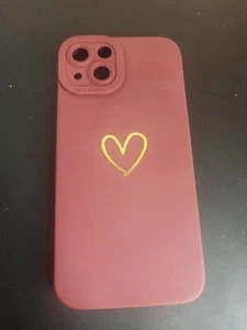 Phone Case For Apple iPhone 13 Dark Red With Hearts Love - Picture 1 of 4