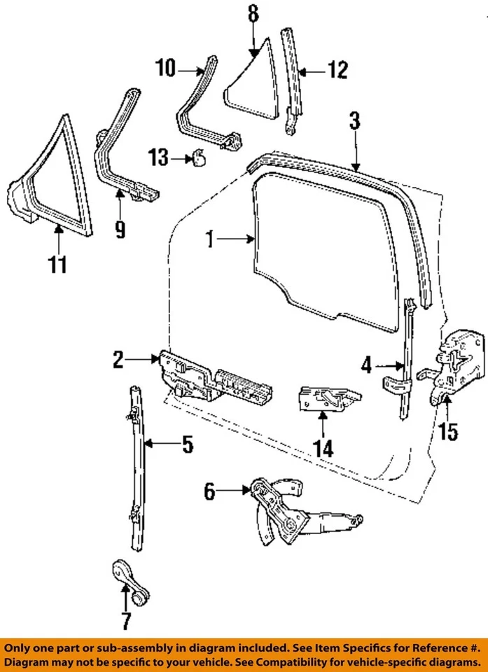 Ford OEM 84-88 Bronco II, Ranger puerta herrajes de vidrio-panel de vidrio E3TZ1021412B Foto 1 de 1
