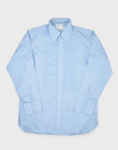 After Six Shirt Mens 16 Blue Vintage Tuxedo Pleated French Cuff Formal 70s - Picture 1 of 7