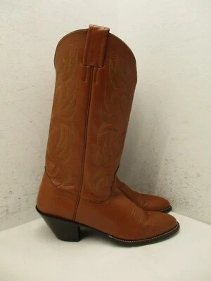 NOCONA Brown Leather Pull On Cowboy Boots Womens Size 7.5 3A Style 88693 USA - Image 1 of 4