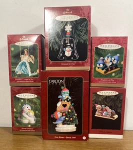 Vintage 6 Weihnachtsschmuck - 5 Hallmark Andenken/1 Carlton Karten "schön mit Schachteln" - Bild 1 von 7