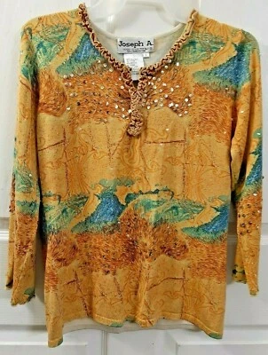 JOSEPH A Women's Long Sleeves, Round Neck, Multicolor Print With Sequin Size S - Image 1 of 4