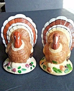 2 Truthahn Keramik Salz Pfefferstreuer Set Thanksgiving Urlaub Dekor 3"T x 2" W - Bild 1 von 6