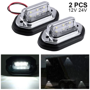 2X Universal White LED License Plate Tag Light Lamp For Truck Trailer Van SUV RV - Picture 1 of 10
