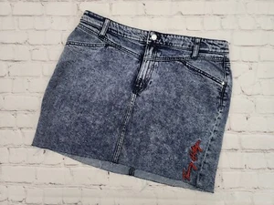 Vintage y2k Embroidered LOGO Tommy Hilfiger Women's Jean Skirt Sz 12 100% Cotton - Picture 1 of 7