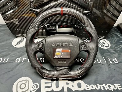 Acura NSX OEM Carbon Fiber Flat Bottom Steering Wheel Custom Thicker Grip - Image 1 of 4