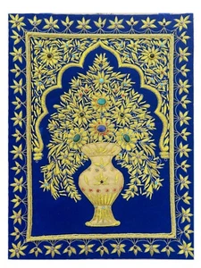 Teppiche Juwel Teppich Wand hängende Blume 1⁄2' x 2' Handstickerei Edelstein Zardozi - Bild 1 von 2