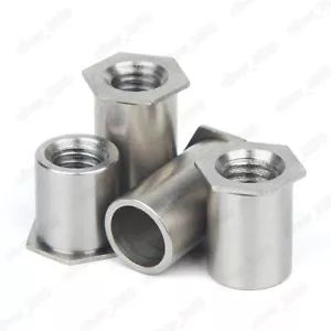 304 Stainless Steel Hollow Rivet Nuts Flat Hex Head M2 M2.5 M3 M4 M5 M6 - Picture 1 of 6