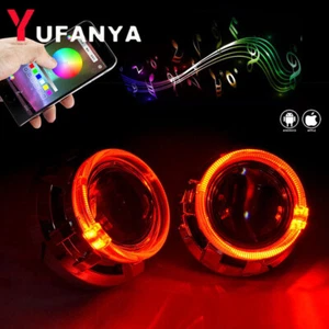 2.5‘’ H1 HID Bixenon Projector Lens 3.0'' RGB LED Angel Eye Bluetooth H4 H7 Car - Picture 1 of 10