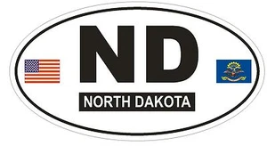 ND North Dakota Oval Autoaufkleber oder Helmaufkleber D780 Euro Oval mit Fahnen - Bild 1 von 1