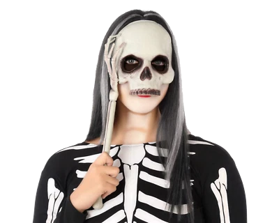ATOSA Halloween Maske Totenkopf mit Skeletthand Halbmaske