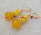 Natural 10mm Round 5x8mm Abacus Yellow Topaz Dangle Earrings AAA