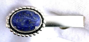 2 INCH 18x13 OVAL LAPIS LAZULI CABOCHON TIE SPRING CLIP TIE BAR EBS7714-12722 - Picture 1 of 2