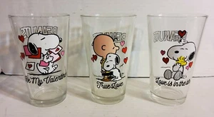 Peanuts Charlie Brown Snoopy 3 Set Valentines Glasses Love Hearts 2019  - Picture 1 of 4