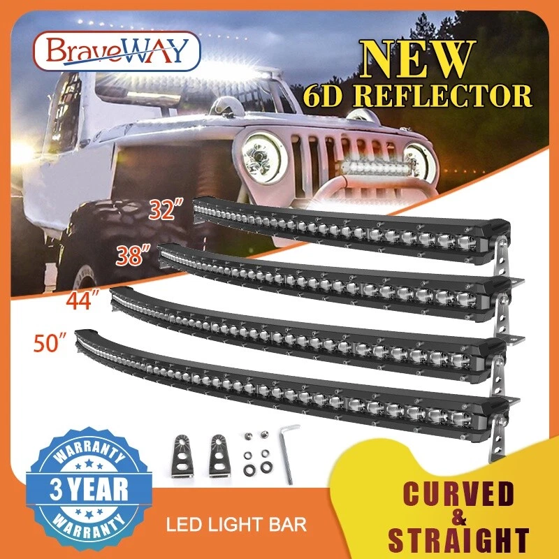 Barra de luz LED curva off road fileira única 20" 32" 38 44" 50" para carros ATV 4WD SUV - Imagem 1 de 4