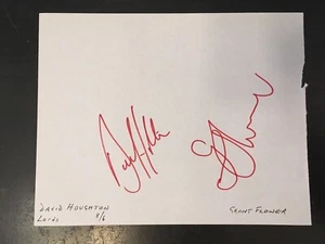 GRANT FLOWER / DAVID HOUGHTON - ZIMBABWE CRICKETERS - SIGNED WHITE ALBUM PAGE - Picture 1 of 1
