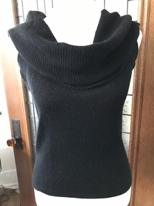 Carmen Marc Valvo Signature Cocktail Top Cashmere/Silk Blend Black Cowl Neck LRG - Picture 1 of 11