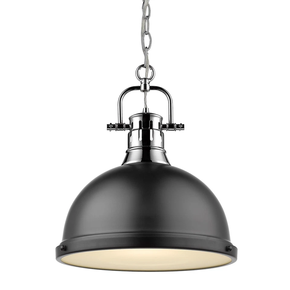 Golden Lighting 3602-l Ch-blk Duncan - 1 Light Chain Pendant Matte Black Shade