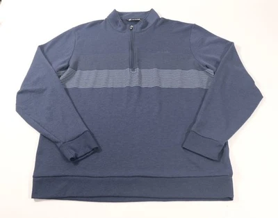 Pullover Travis Mathew Azul Rayas 1/4 Cremallera Talla XL Foto 1 de 4