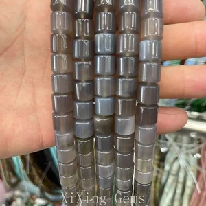 10mm Natural Grey Agate Cylinder Bucket Shaped Spacer Beads for Jewelry Making - Bild 1 von 6