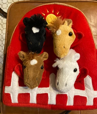  NWT red Backpack 11" 4 Horses Animal Unipak removable plush - Image 1 of 4