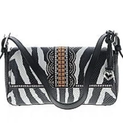 BOLSO DE MANO NUEVO SIN ETIQUETAS BRIGHTON AFRICA STORIES TARINA ESTAMPADO DE CEBRA SERPIENTE EN RELIEVE Foto 1 de 4