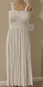 Kiwi Punch Maxi Dress Womens Smocked Crinkle Sleeveless Off White Print NWOT - Picture 1 of 8