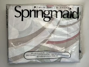 Springmaid Anastasia Andre Richard Twin Fitted Sheet Vintage 80's NEW Pink Black - Picture 1 of 2