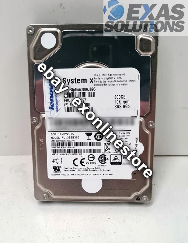 AL13SEB300 - 300GB 10KRPM SAS 6Gbps 2.5-inch HDD Lenovo/Toshiba (Zero Hours) - Image 1 of 1