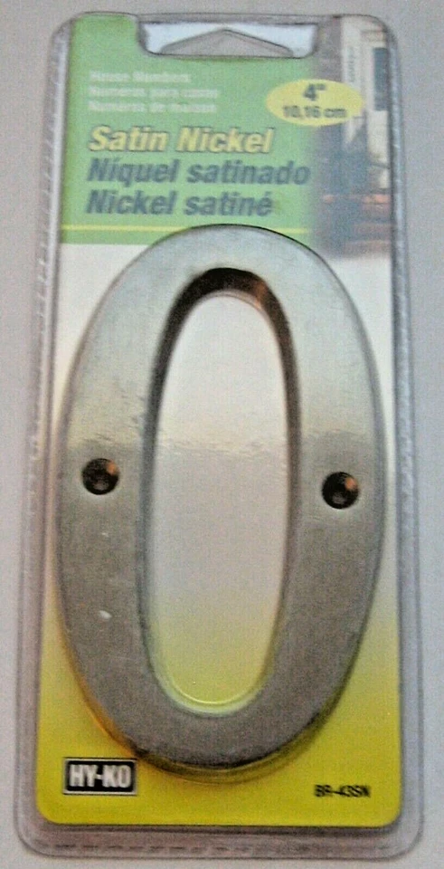 Hy-Ko Prestige Series 4 In. Satin Nickel House Number Zero 3 PK