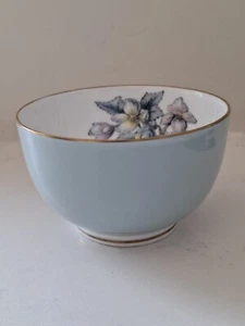 Royal Worcester Woodland Sugar Bowl Open Blue Floral Gold Tone Trim 4" - Picture 1 of 9