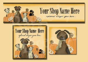Diseño de pancarta publicitaria de tienda ebay y logotipo a juego - parche de calabaza para cachorros de otoño - Imagen 1 de 1