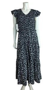 NEU Sea NY Thandi gesmoktes Kleid Gr. 2 Rüschen Flatterärmel Midi Tasche Stufen - Bild 1 von 13