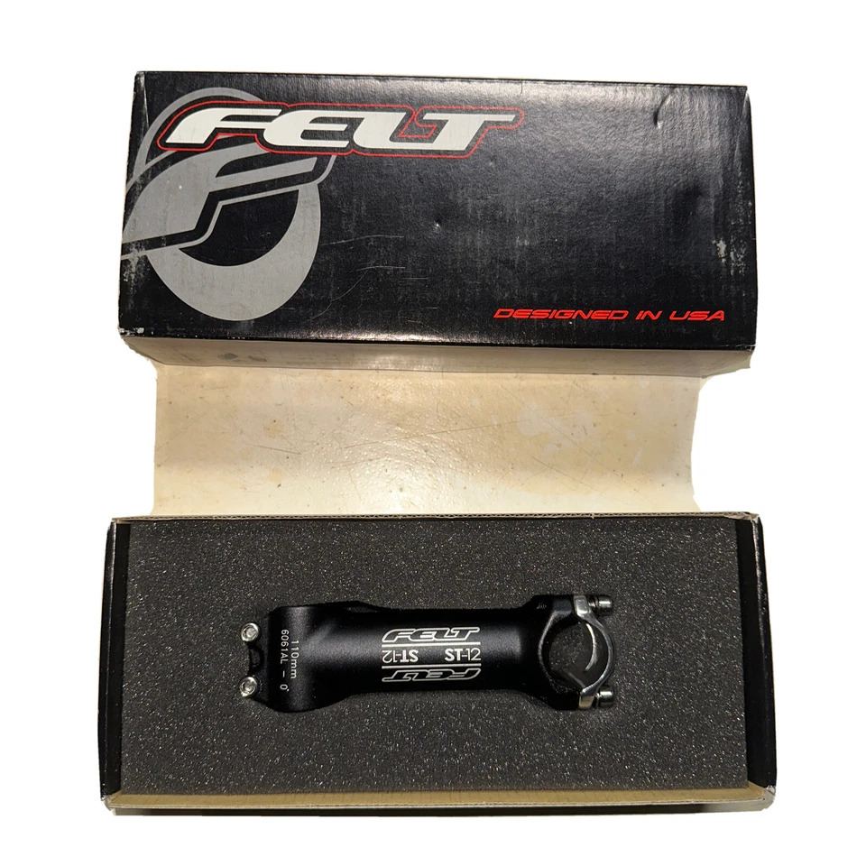 Felt ST-12 Bike Stem bicycle 110mm 26.0mm 1” Inch Black Zero 0 degrees 3D Forged - Image 1 of 4